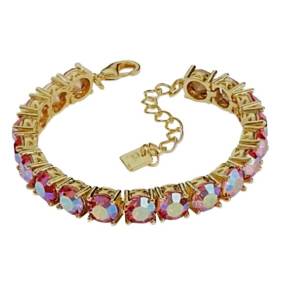New Park Lane Iridescent Coral Impression Crystal Tennis Bracelet High Polished - Picture 1 of 5